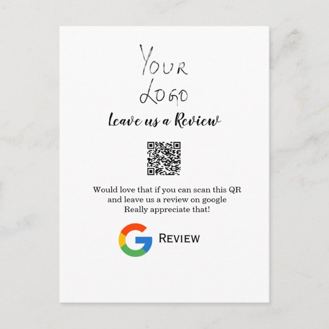 Google review business logo Scan QR review Postcard (Front)