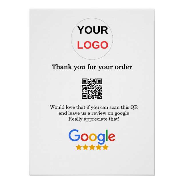 Google review business logo Scan QR review Poster (Front)