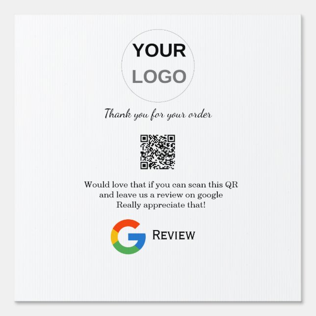 Google review business logo Scan QR review Sign (Front)
