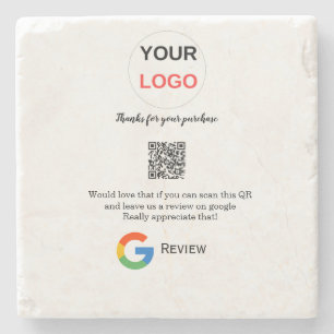Google review business logo Scan QR review Stone Coaster