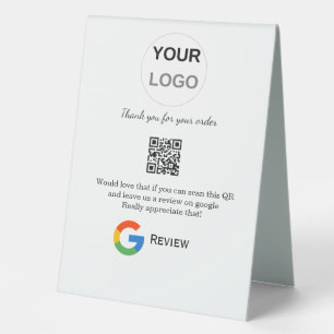 Google review business logo Scan QR review Table Tent