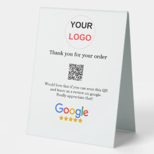 Google review business logo Scan QR review Table Tent
