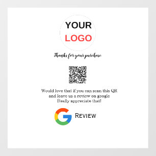 Google review business logo Scan QR review Window Cling