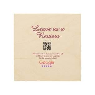 Google review business logo Scan QR review Wood Wall Art