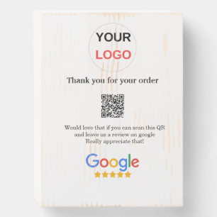 Google review business logo Scan QR review Wooden Box Sign