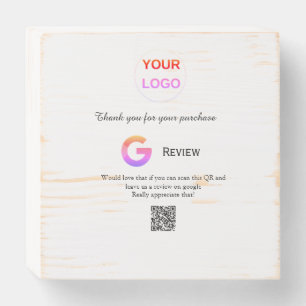 Google review business logo Scan QR review Wooden Box Sign