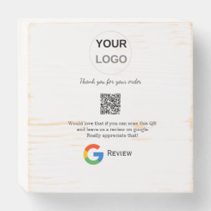 Google review business logo Scan QR review Wooden Box Sign