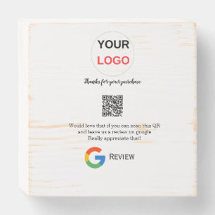 Google review business logo Scan QR review Wooden Box Sign