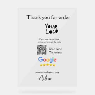 Google review business logo website scan QR code Acrylic Sign