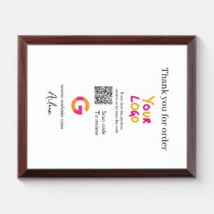 Google review business logo website scan QR code Award Plaque
