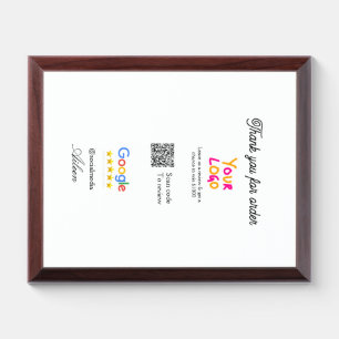 Google review business logo website scan QR code Award Plaque