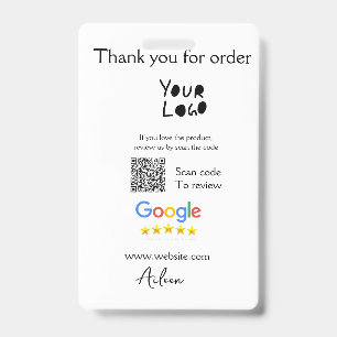 Google review business logo website scan QR code Badge