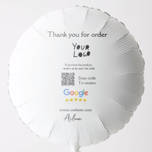 Google review business logo website scan QR code Balloon