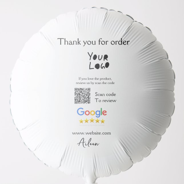 Google review business logo website scan QR code Balloon (Front)