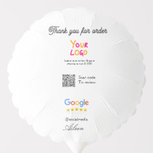 Google review business logo website scan QR code Balloon