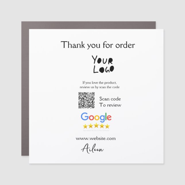 Google review business logo website scan QR code Car Magnet (Front)