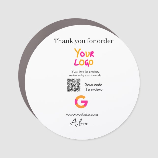 Google review business logo website scan QR code Car Magnet (Front)