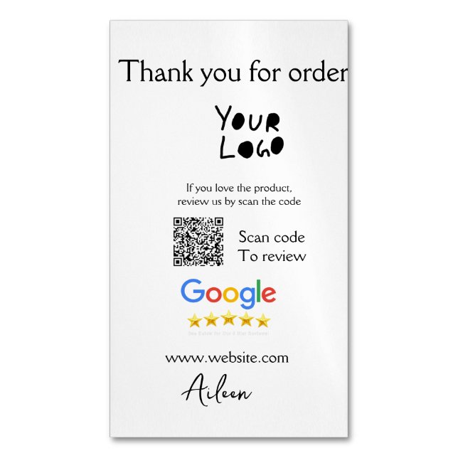 Google review business logo website scan QR code Card Magnet (Front Vertical)