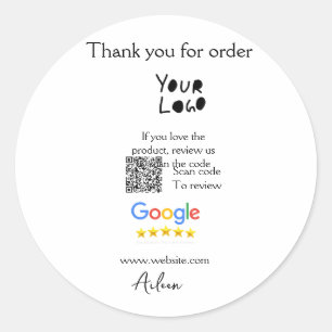 Google review business logo website scan QR code Classic Round Sticker