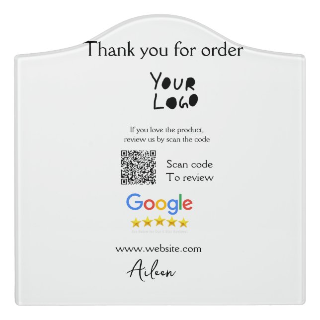 Google review business logo website scan QR code Door Sign (Large Crest Front)