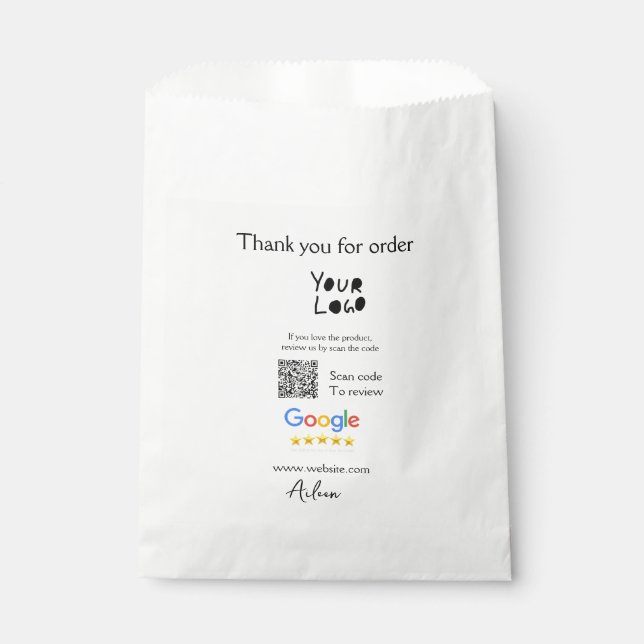 Google review business logo website scan QR code Favor Bag (Front)