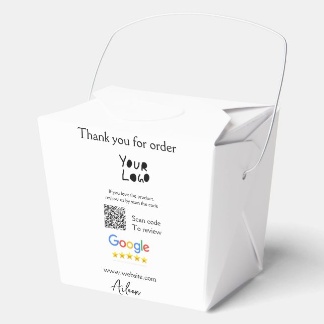 Google review business logo website scan QR code Favor Boxes (Front)