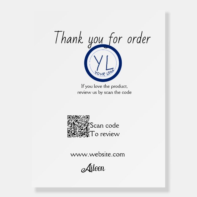 Google review business logo website scan QR code Foam Board (Front)