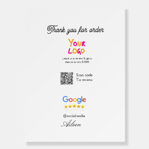 Google review business logo website scan QR code Foam Board