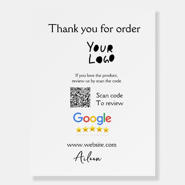 Google review business logo website scan QR code Foam Board (Front)