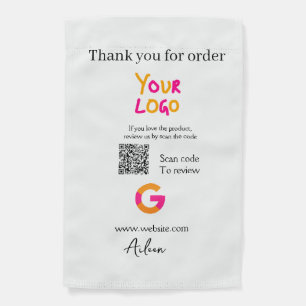 Google review business logo website scan QR code Garden Flag