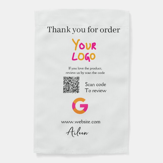 Google review business logo website scan QR code Garden Flag (Front)