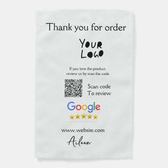 Google review business logo website scan QR code Garden Flag (Front)