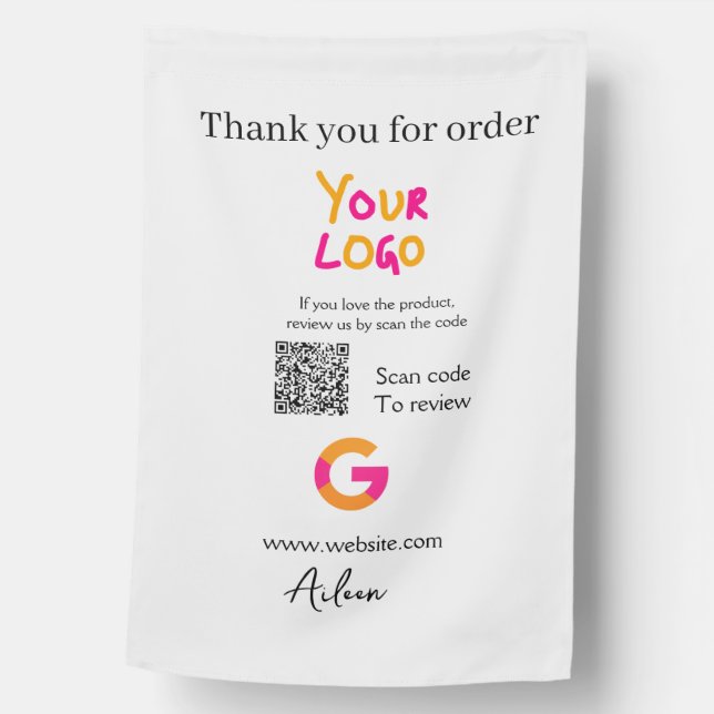 Google review business logo website scan QR code House Flag (Front)