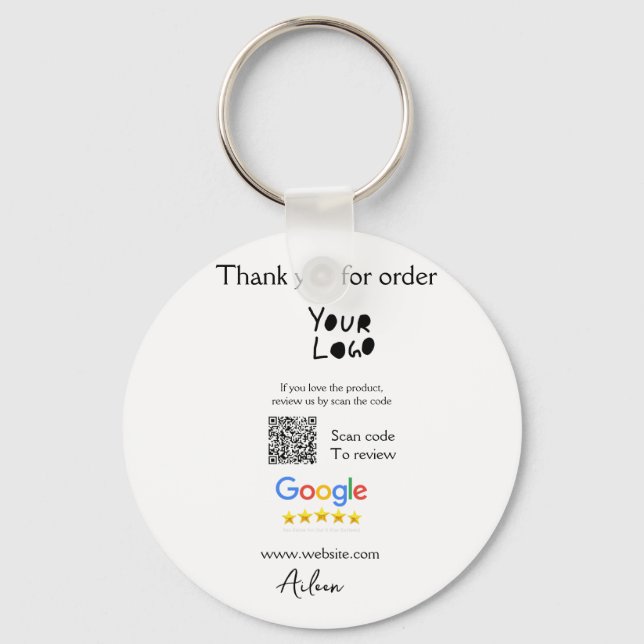 Google review business logo website scan QR code Keychain (Front)