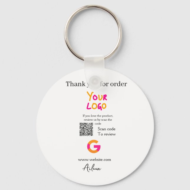 Google review business logo website scan QR code Keychain (Front)