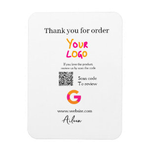 Google review business logo website scan QR code Magnet