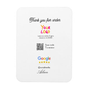 Google review business logo website scan QR code Magnet