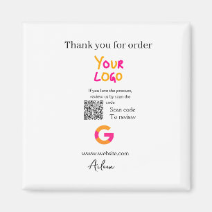 Google review business logo website scan QR code Magnet