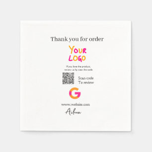Google review business logo website scan QR code Napkins