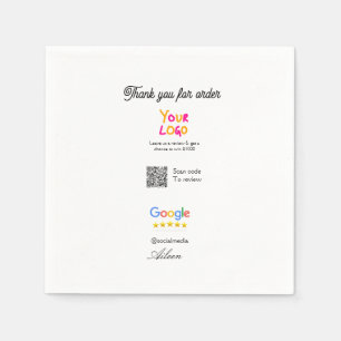 Google review business logo website scan QR code Napkins