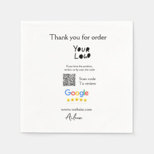 Google review business logo website scan QR code Napkins