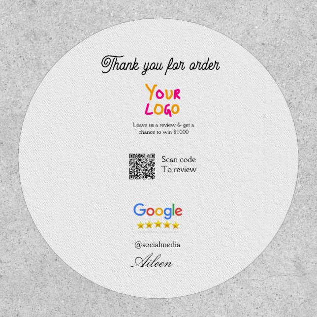 Google review business logo website scan QR code Patch (Front)