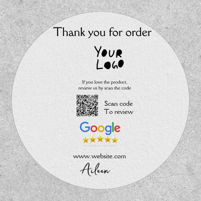 Google review business logo website scan QR code Patch (Front)