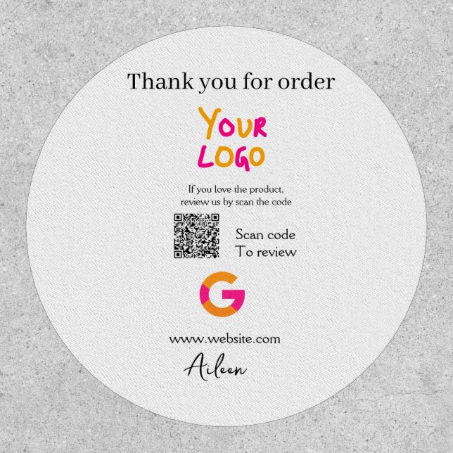 Google review business logo website scan QR code Patch (Front)