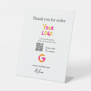 Google review business logo website scan QR code Pedestal Sign