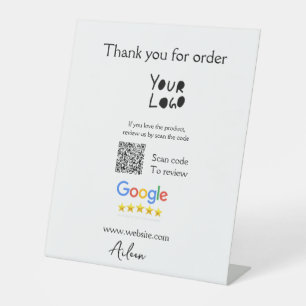 Google review business logo website scan QR code Pedestal Sign