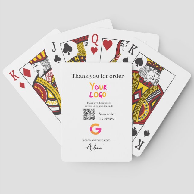 Google review business logo website scan QR code Poker Cards (Back)