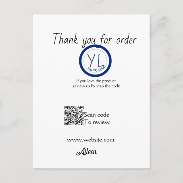 Google review business logo website scan QR code Postcard (Front)