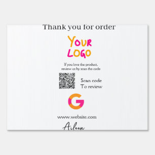 Google review business logo website scan QR code Sign
