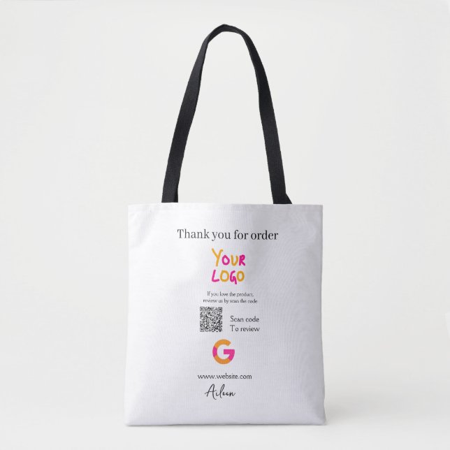 Google review business logo website scan QR code Tote Bag (Front)